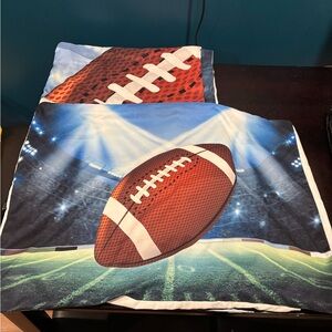 Blue and Green Duvet Cover with Football Field Design